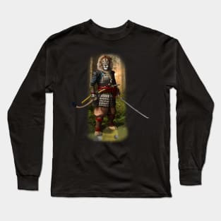 Exclusive Hand Drawn Samurai Lion | Samurai Collection Item-7 (Lion) | by Rendigart Studio Long Sleeve T-Shirt